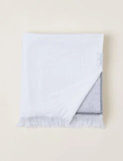 Bold Stripe Turkish Organic Cotton Beach Blanket -MOON HOME Shop BDHBC21325 Carbon White W 3