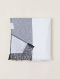 Color Block Turkish Organic Cotton Beach Blanket -MOON HOME Shop BDHBC21326 Carbon White W 3
