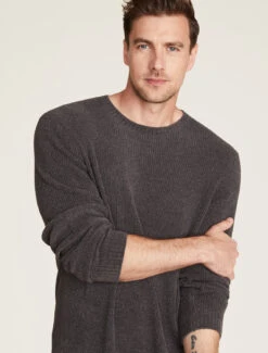 CozyChic Ultra Lite® Men's Ribbed Crewneck 11 CozyChic Ultra Lite® Men's Ribbed Crewneck -MOON HOME Shop BDMCU22064 Carbon 0687copy