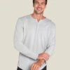 Malibu Collection® Men’s Long Sleeve Henley With Woven Detail 2 Malibu Collection® Men’s Long Sleeve Henley With Woven Detail -MOON HOME Shop BDMMC1670 cement 4