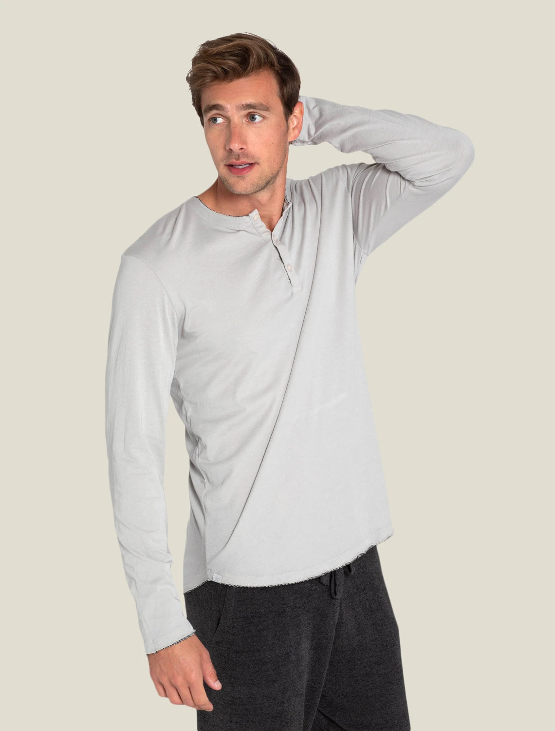 Malibu Collection® Men’s Long Sleeve Henley With Woven Detail 4 Malibu Collection® Men’s Long Sleeve Henley With Woven Detail - Image 2
