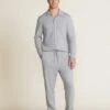 Malibu Collection® Men's French Terry Jogger With Woven Placket -MOON HOME Shop BDMMC22337 HEATHEREDGRAY BDMMC22338 0171
