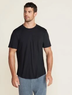 Malibu Collection® Men's Short Sleeve Cotton Modal Crew -MOON HOME Shop BDMMC22555 black BDMCU22332 bluecove 034