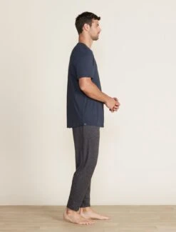 Malibu Collection® Men's Short Sleeve Cotton Modal Crew -MOON HOME Shop BDMMC22555 indigo BDMMC21644 carbon 008