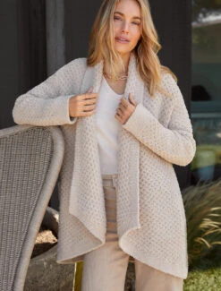 CozyChic® Honeycomb Shawl Cardigan -MOON HOME Shop BDWCC21208 3497 V2