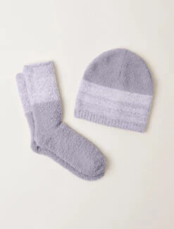 CozyChic® Heather Stripe Beanie And Sock Set 10 CozyChic® Heather Stripe Beanie And Sock Set -MOON HOME Shop BDWCC21464 DoveGray W 1