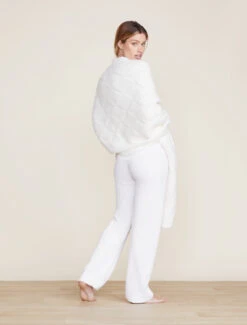 CozyChic® Diamond Weave Blanket Scarf -MOON HOME Shop BDWCC22032 Pearl 1934