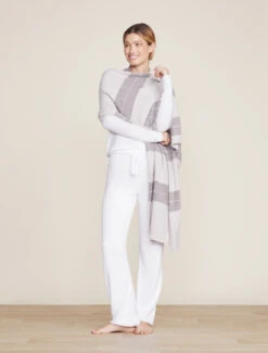 CozyChic Lite® Pinched Stripe Blanket Scarf 12 CozyChic Lite® Pinched Stripe Blanket Scarf -MOON HOME Shop BDWCL22036 Silver Pewter 1854