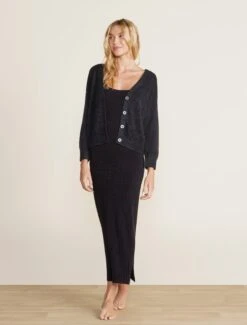 CozyChic Lite® Diamond Pointelle Cardigan -MOON HOME Shop BDWCL22246 black 327