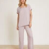 Washed Satin Tee & Cropped Pant Set -MOON HOME Shop BDWES21241 Feather 5220