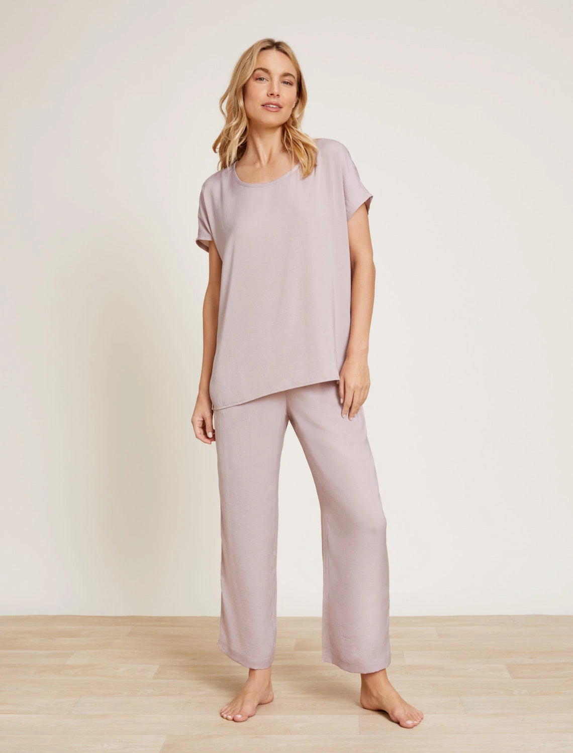Washed Satin Tee & Cropped Pant Set 3 Washed Satin Tee & Cropped Pant Set