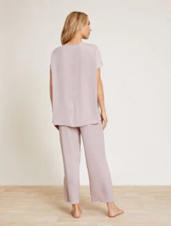 Washed Satin Tee & Cropped Pant Set 11 Washed Satin Tee & Cropped Pant Set -MOON HOME Shop BDWES21241 Feather 5232