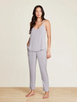 Washed Satin Tank And Pant Set -MOON HOME Shop BDWES21606 DoveGray 1258