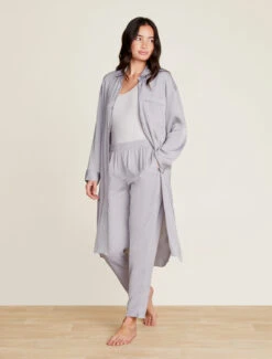 Washed Satin Piped Nightshirt With Love Embroidery 12 Washed Satin Piped Nightshirt With Love Embroidery -MOON HOME Shop BDWES21645 DoveGray 1293