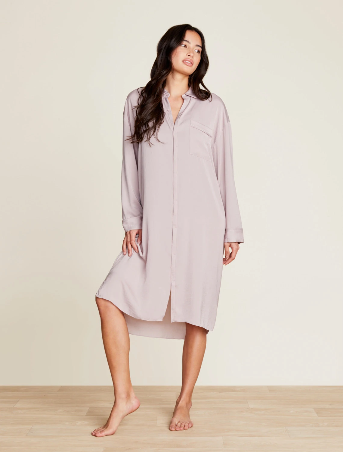 Washed Satin Piped Nightshirt With Love Embroidery 4 Washed Satin Piped Nightshirt With Love Embroidery - Image 2