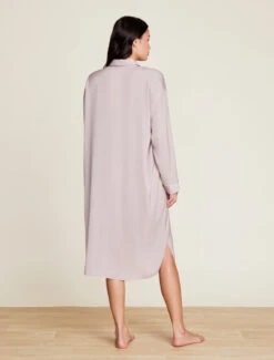 Washed Satin Piped Nightshirt With Love Embroidery 11 Washed Satin Piped Nightshirt With Love Embroidery -MOON HOME Shop BDWES21645 Feather 1399