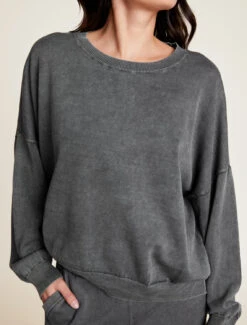 Sunbleached Crewneck Pullover -MOON HOME Shop BDWES21789 FadedBlack 0037