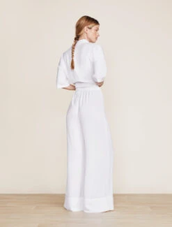 Washed Satin Piped Wide Leg Pant -MOON HOME Shop BDWES21922 Pearl 1916