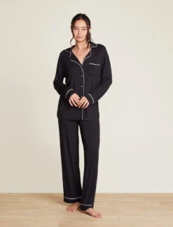 Luxe Milk Jersey® Piped Pajama Set 11 Luxe Milk Jersey® Piped Pajama Set -MOON HOME Shop BDWLM0186 BlackPearl 1882