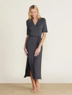 Luxe Milk Jersey® 3/4 Sleeve Wrap Dress -MOON HOME Shop BDWLM22066 carbon 2858 83ae6851 2c0f 4488 9982 30cb95f1d7d2