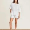 Malibu Collection® Sun Soaked Crinkle Cotton Tee & Short Set -MOON HOME Shop BDWMC21668 SeaSalt 0940