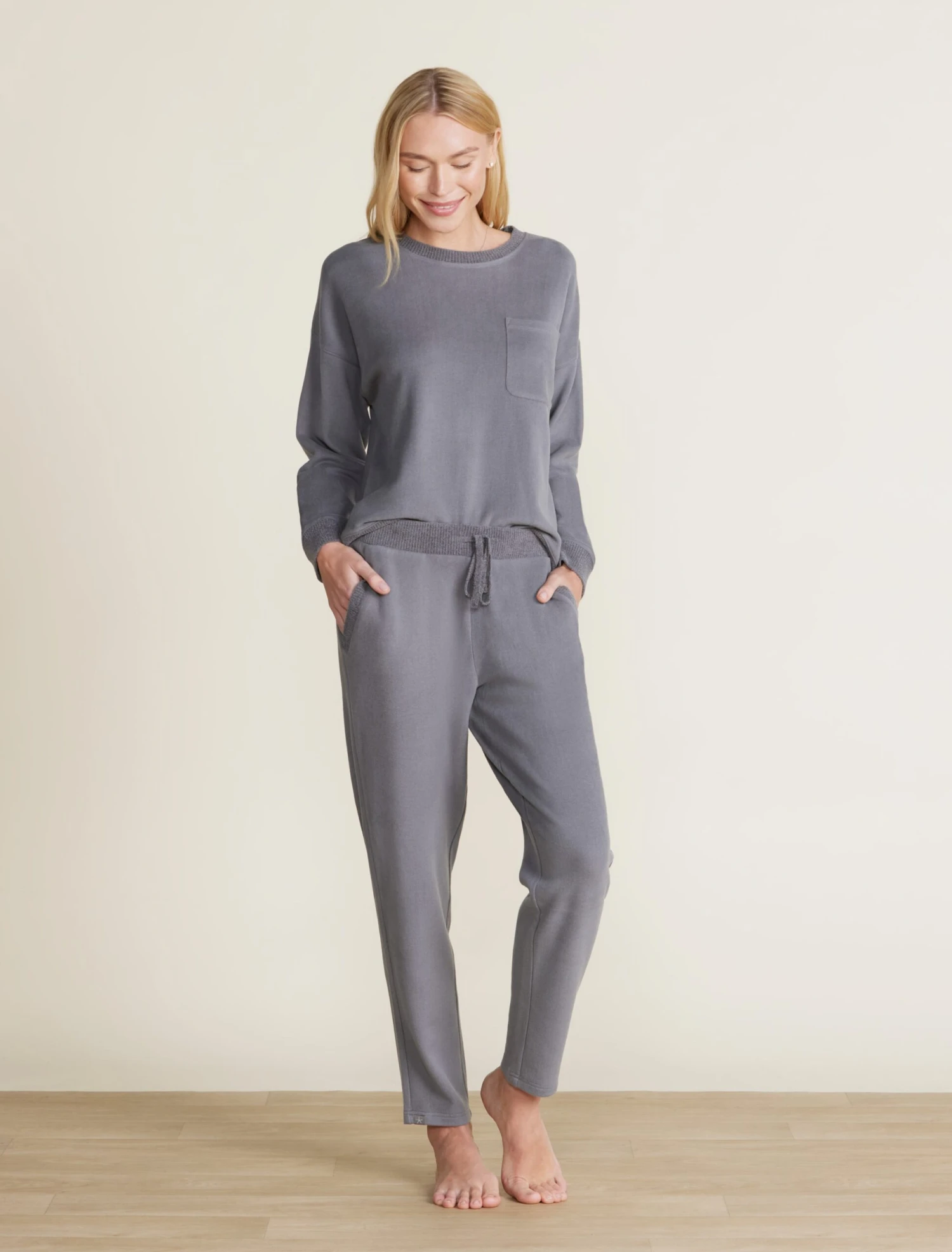 Malibu Collection® Brushed Fleece Sweater Mix Tapered Pant 3 Malibu Collection® Brushed Fleece Sweater Mix Tapered Pant