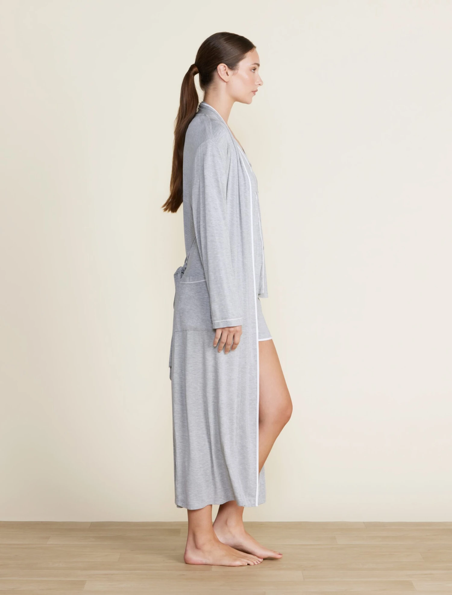Malibu Collection® Soft Jersey Piped Robe 4 Malibu Collection® Soft Jersey Piped Robe - Image 2