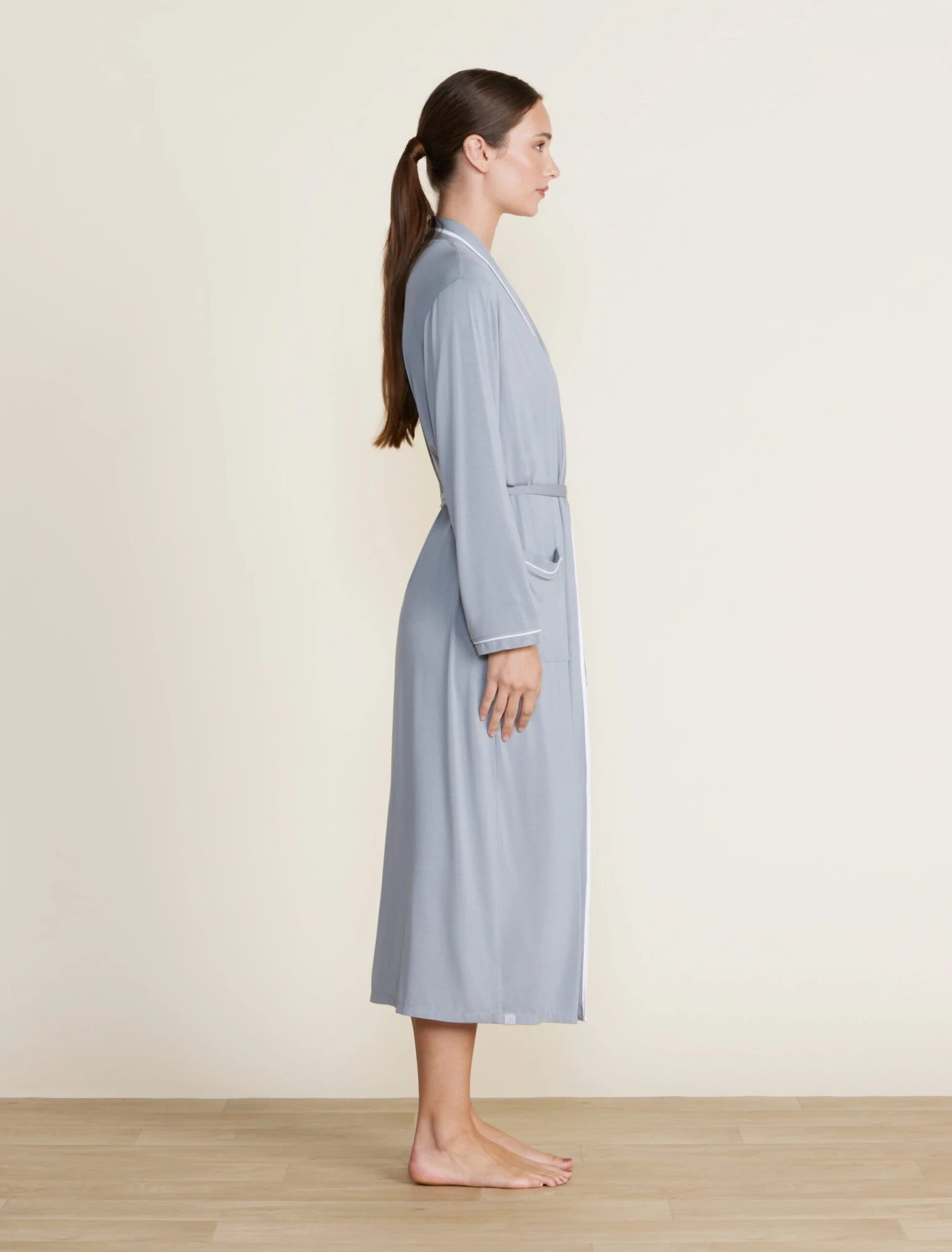 Malibu Collection® Soft Jersey Piped Robe 7 Malibu Collection® Soft Jersey Piped Robe - Image 5