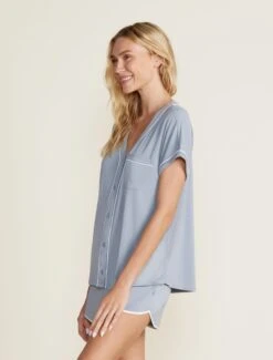 Malibu Collection® Soft Jersey Piped Lounge Set -MOON HOME Shop BDWMC22293 moonbeam 2789