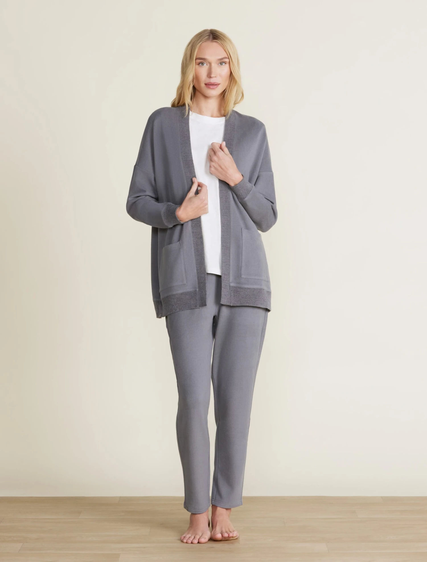 Malibu Collection® Brushed Fleece Sweater Mix Cardigan 3 Malibu Collection® Brushed Fleece Sweater Mix Cardigan