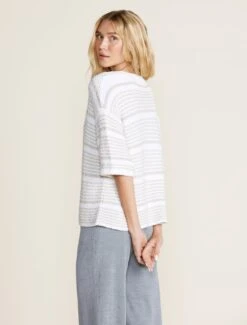 Boucle Striped Pullover -MOON HOME Shop BDWNV22226 stonepearl 2917