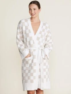 CozyChic® Cotton Checkered Robe 10 CozyChic® Cotton Checkered Robe -MOON HOME Shop BDWNV22284 oatmeal cream 2539