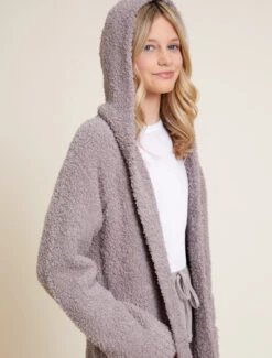CozyChic® Boucle Youth Hooded Long Coatigan 13 CozyChic® Boucle Youth Hooded Long Coatigan -MOON HOME Shop BDYNV21438 BeachRock 4348