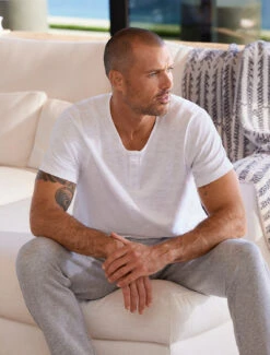 Malibu Collection® Men's Slub Henley Tee 12 Malibu Collection® Men's Slub Henley Tee -MOON HOME Shop BFD SS23 MEN C BDMMC21362 0605 V1 web