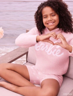 CozyChic Ultra Lite® Barbie™ Monogram Youth Biker Short -MOON HOME Shop MTYCU21318 DustyRose White D0943 V2 W